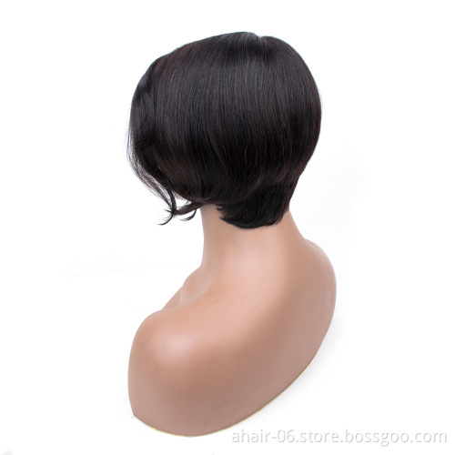 Hot selling Brazilian Remy pexie Short Lace Front Human Hair Wigs For black women for summer